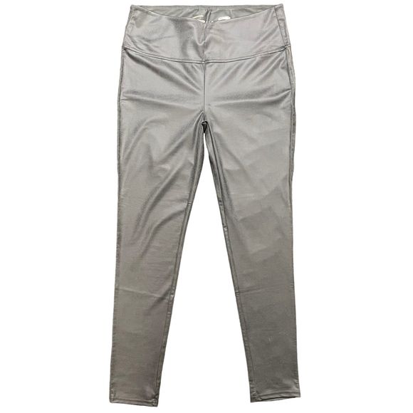Seven7 Womens Faux Leather Legging Gun Metal Gray High Waisted Stretch Pull On L - Picture 2 of 9